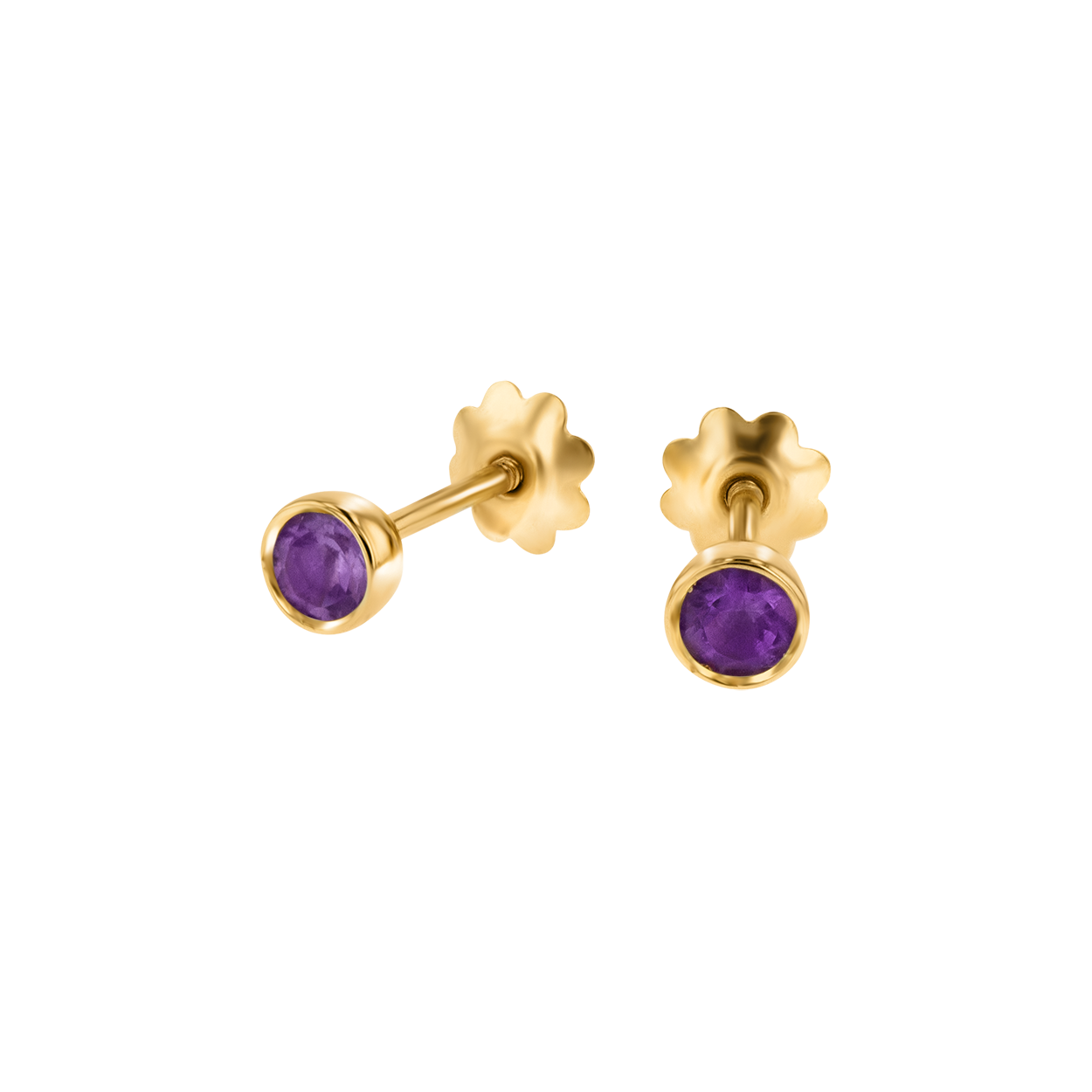 Children's Jewellery Ara Amethystfebruary Birthstone Earrings