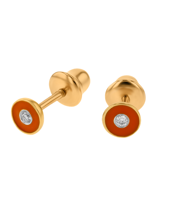 Children's Jewellery Ara Diamond Earrings With Coquelicot Enamel