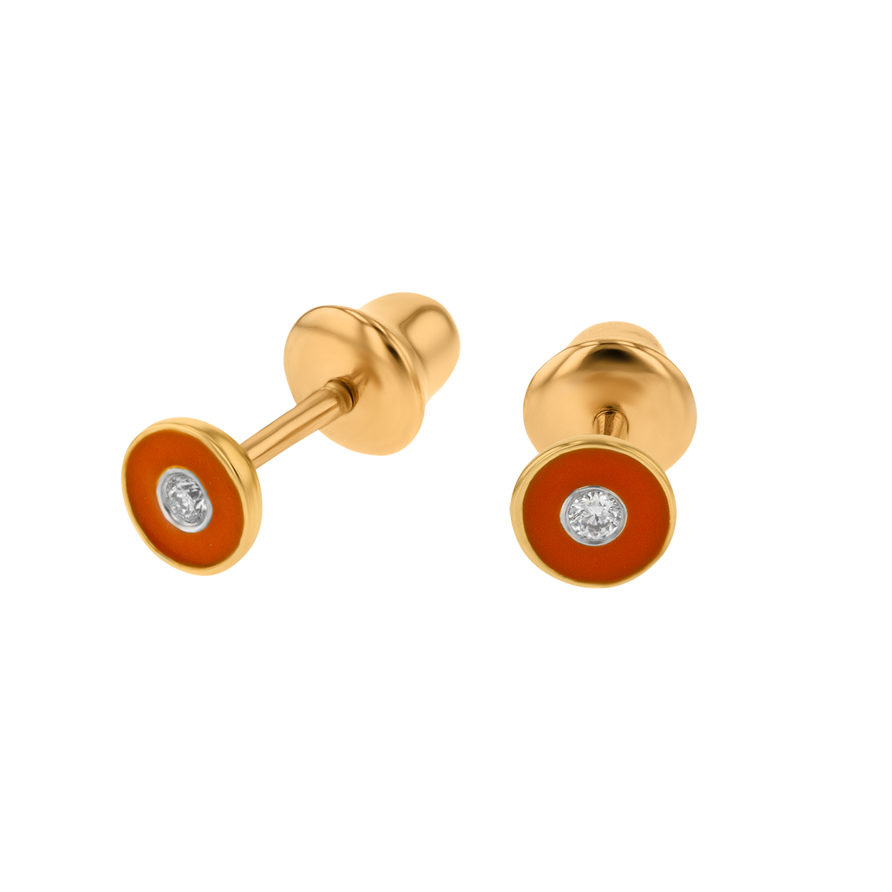 Children's Jewellery Ara Diamond Earrings With Coquelicot Enamel
