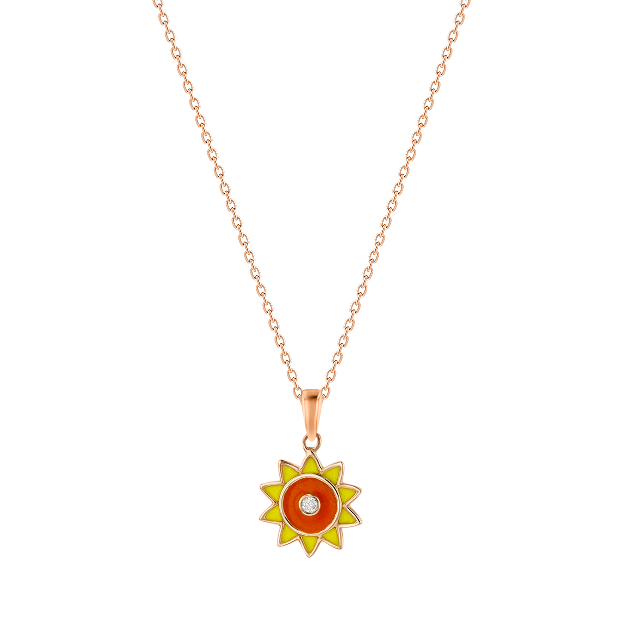 Ara Diamond Pendant-Chain in 18K Rose Gold