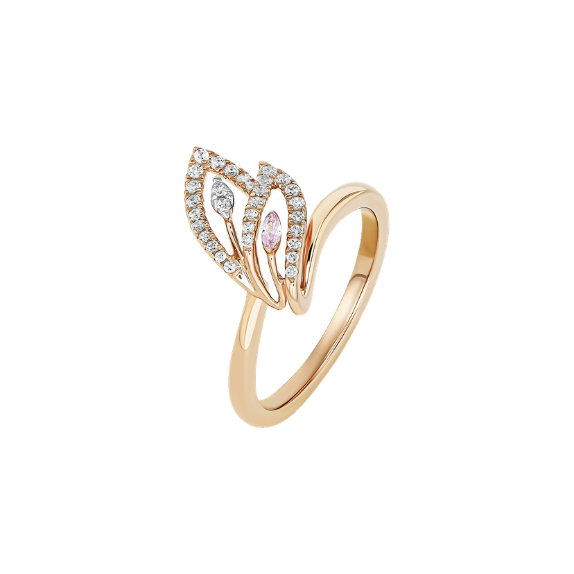 18k Gold Diamond & Pink Sapphire Ring