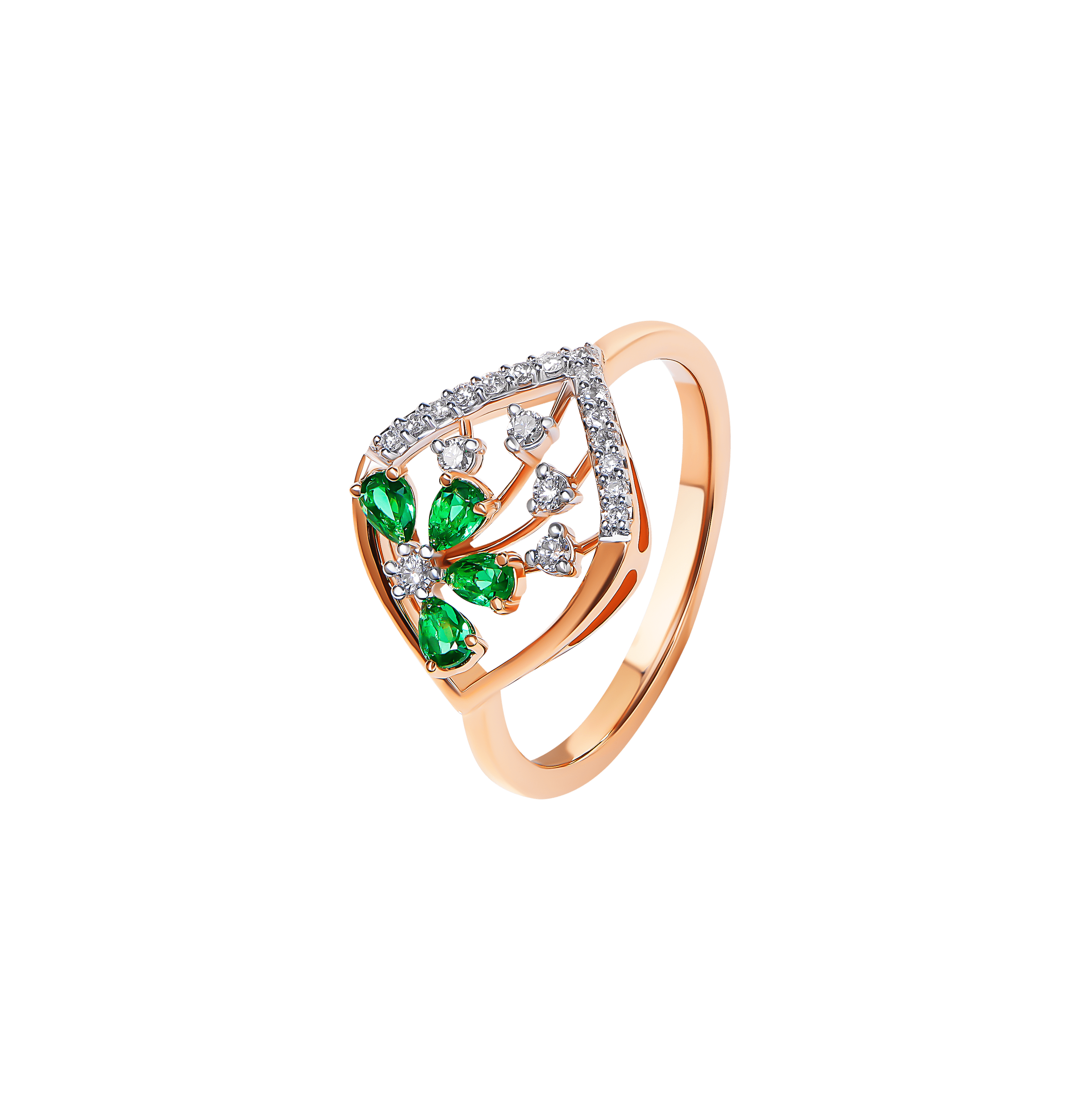 Diamond & Emerald Ring In 18k Gold