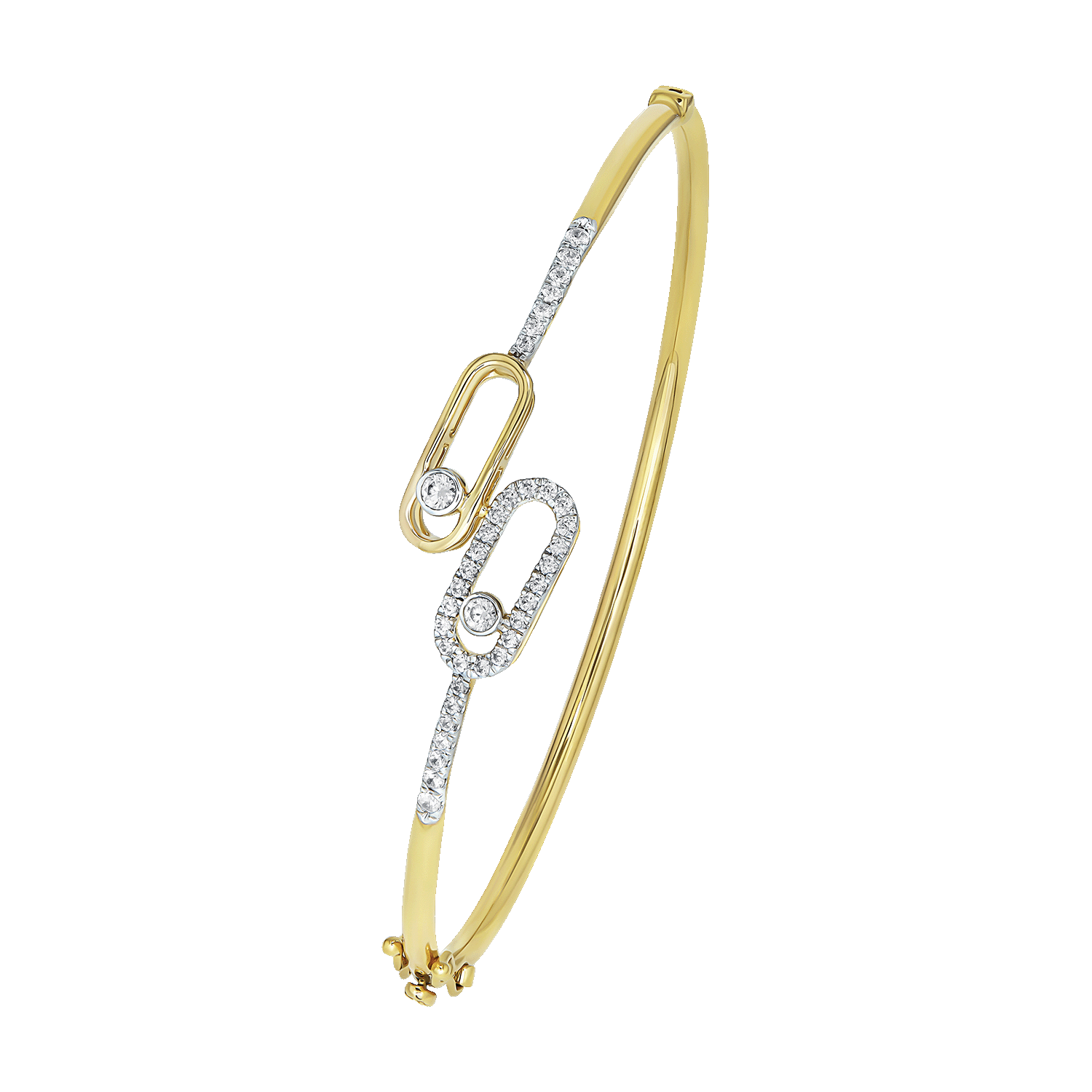18k Gold Diamond Oval Bangle