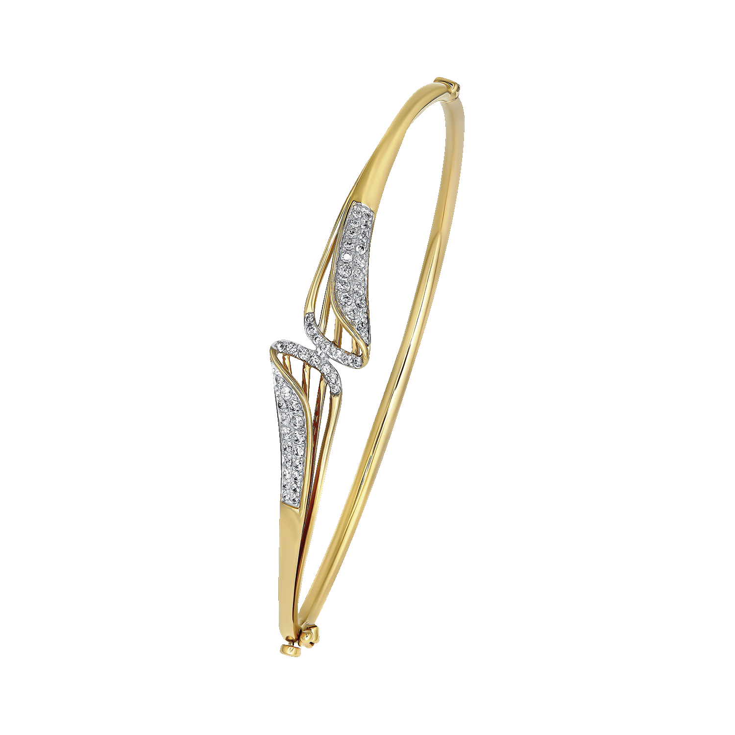 18k Gold Diamond Oval Bangle