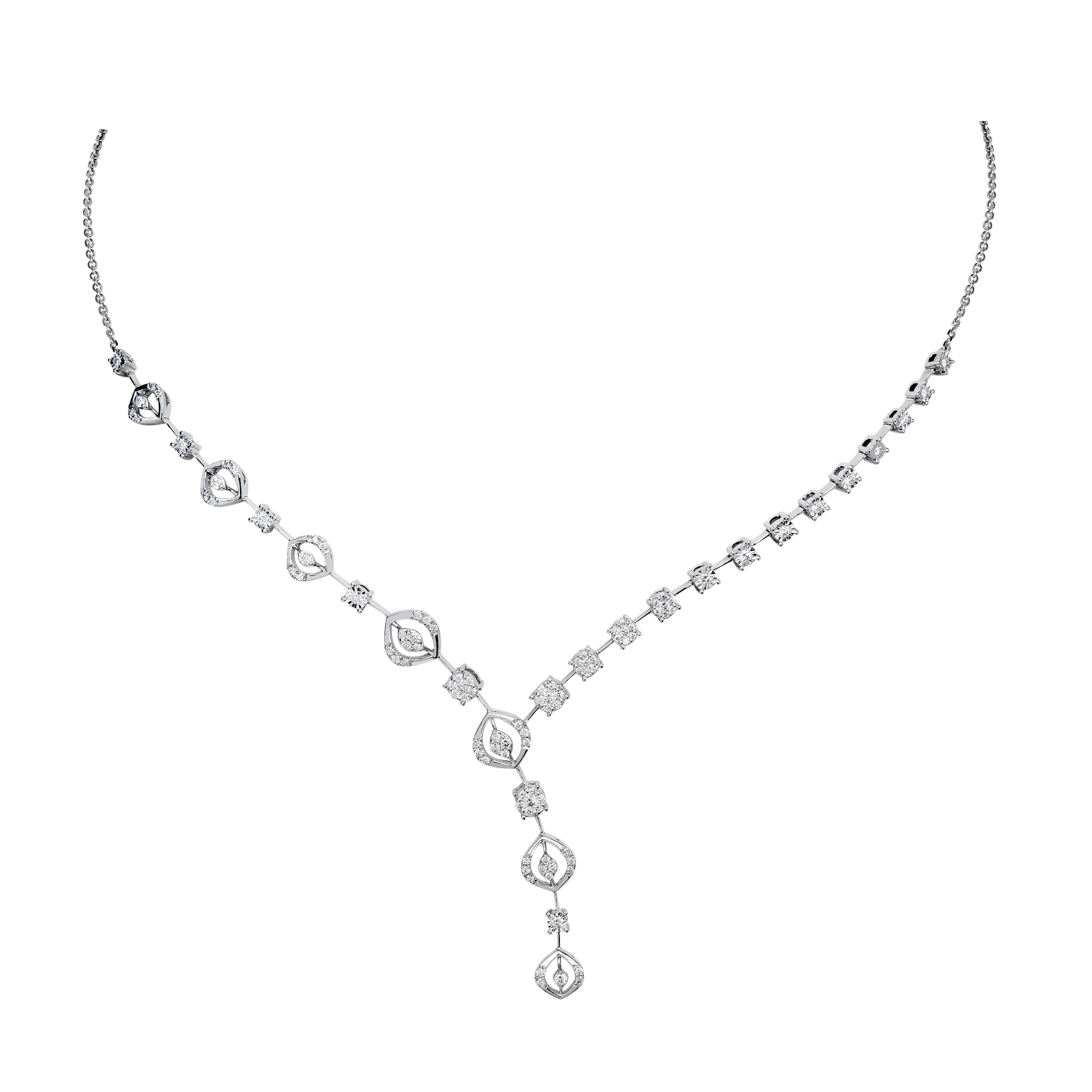 Diamond Necklace & Earring In 18k Gold