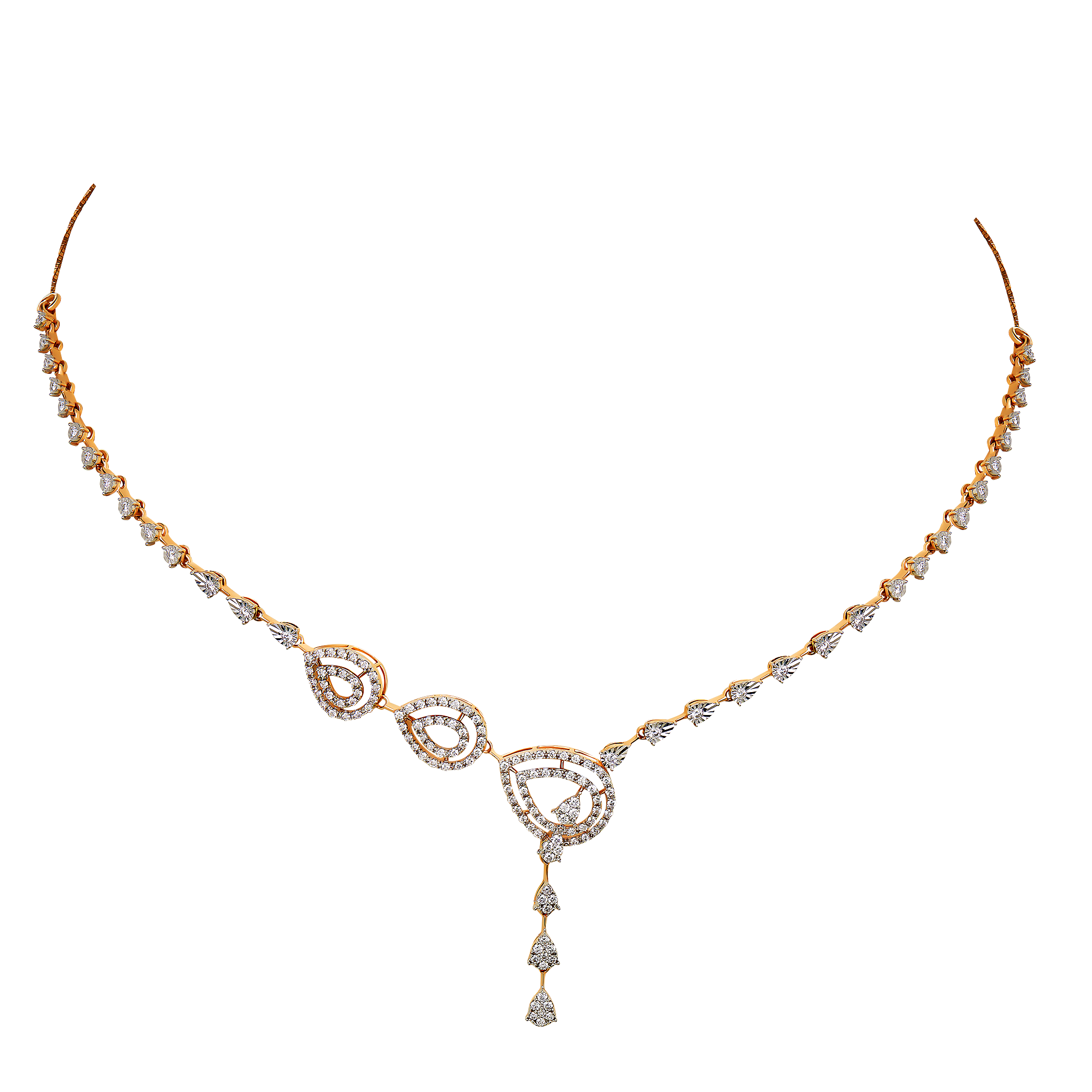 Diamond Necklace & Earring In 18k Gold