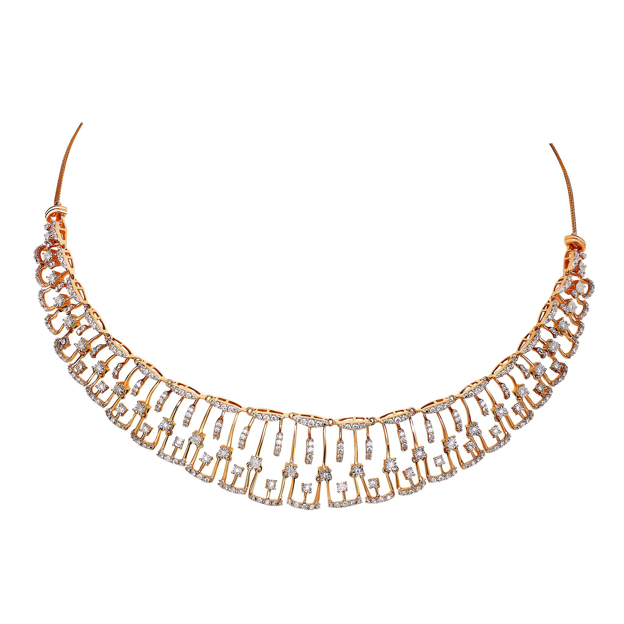 Diamond Necklace & Earring In 18k Gold