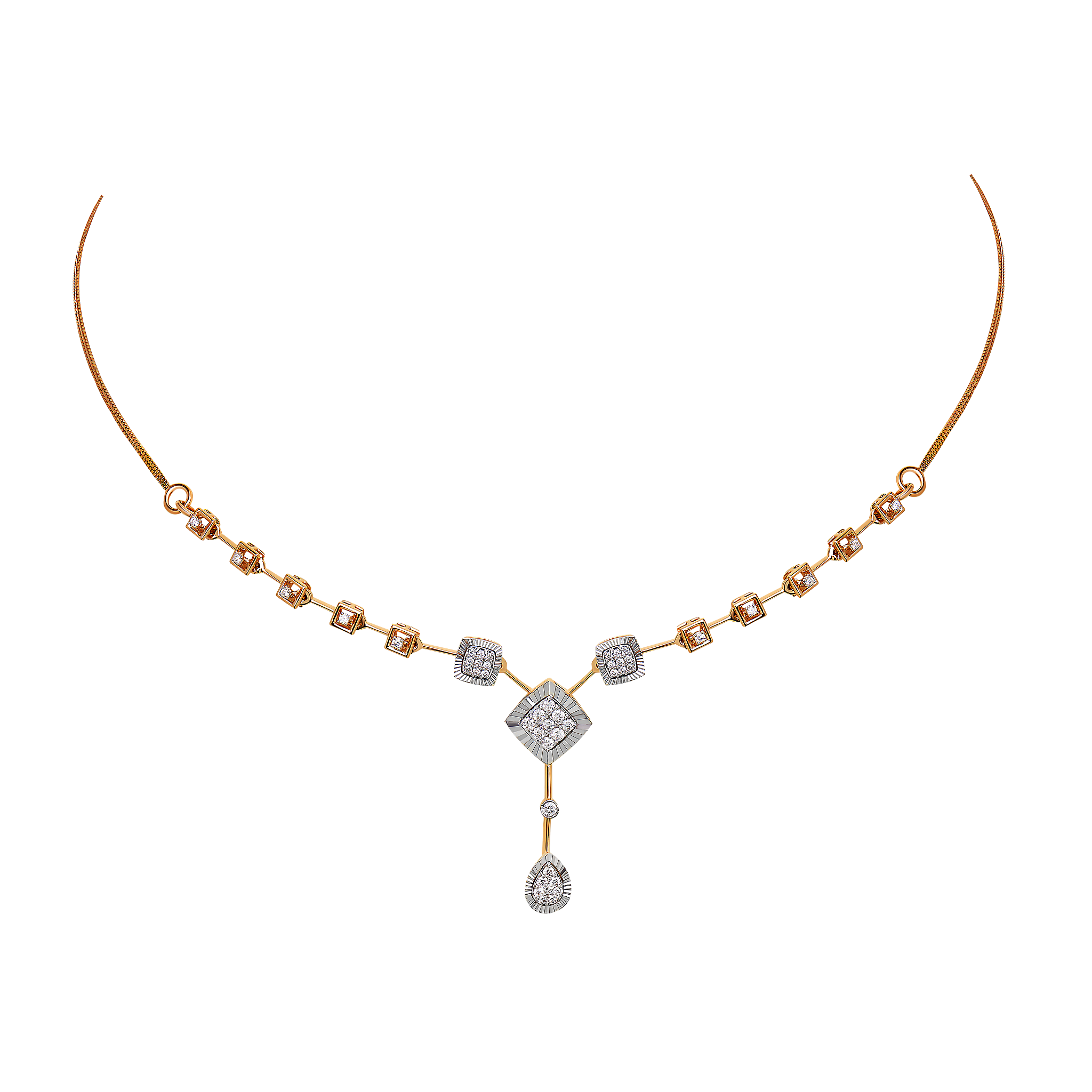 Diamond Necklace & Earring In 18k Gold