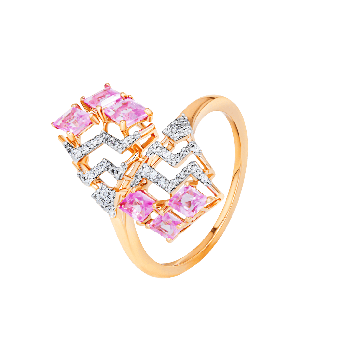 18k Rose Gold Diamond And Pink Tourmaline Ring