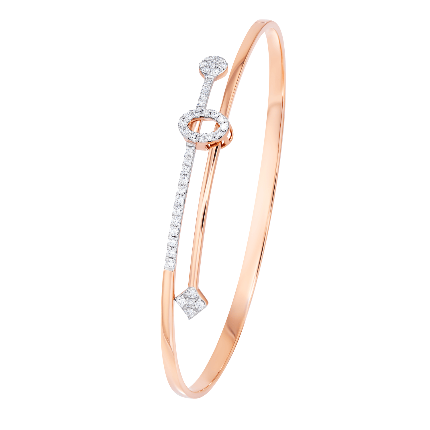 18k Rose Gold Diamond Oval Bangle