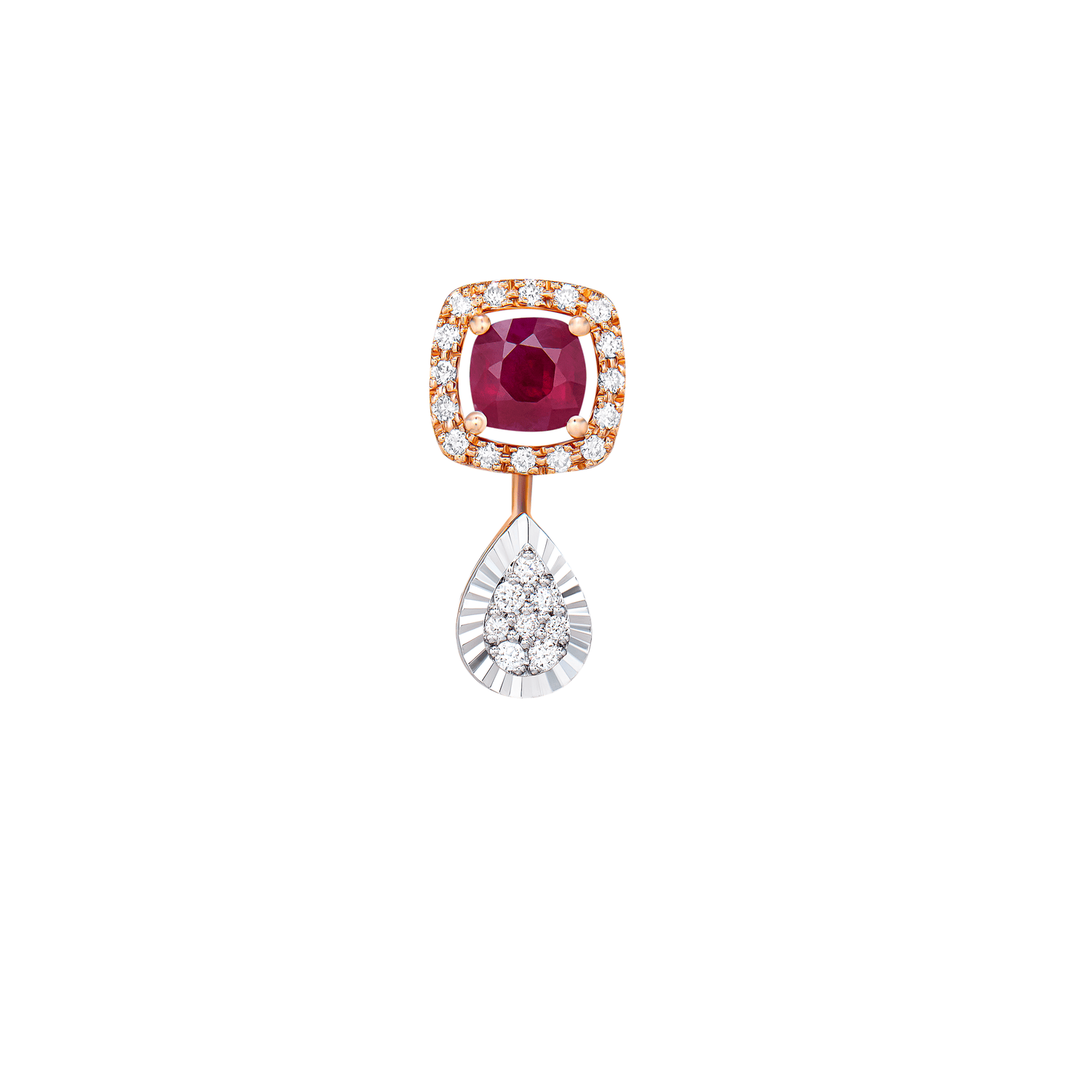 18K Rose Gold Diamond And Ruby Necklace & Earrings Set