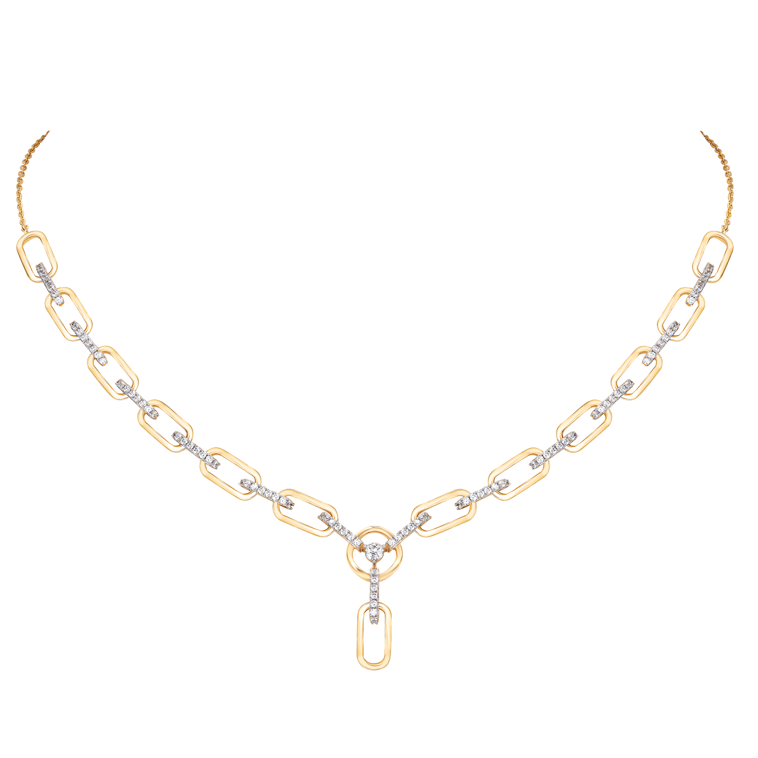 18k Yellow Gold Diamond Necklace & Earrings Set