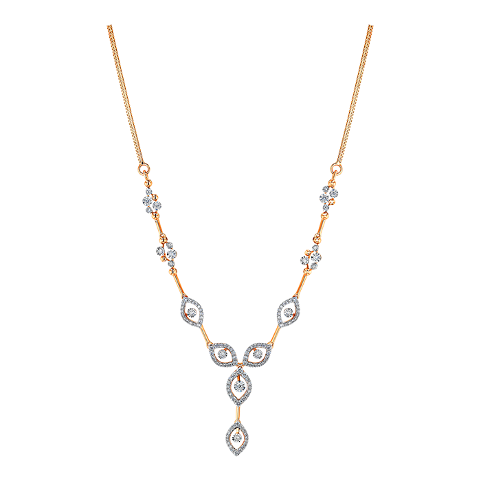 Diamond Necklace & Earring In 18k Gold