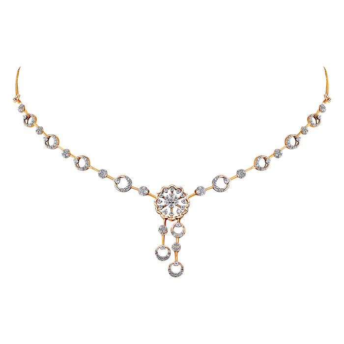 Diamond Necklace & Earring In 18k Gold