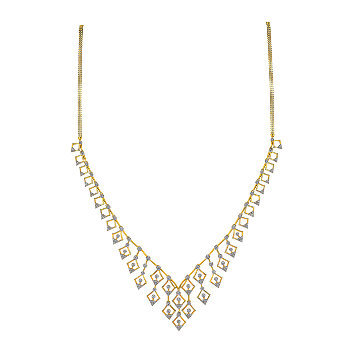 Diamond Necklace & Earring In 18k Gold