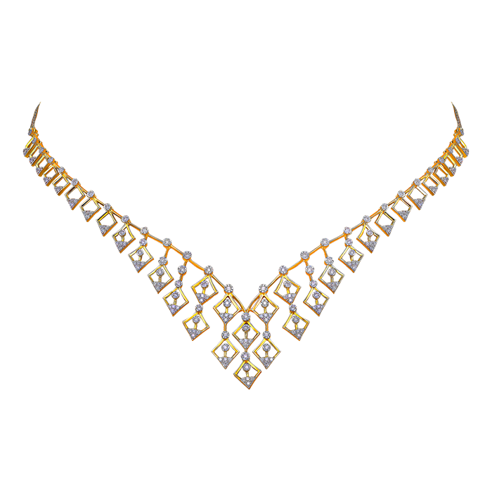 Diamond Necklace & Earring In 18k Gold