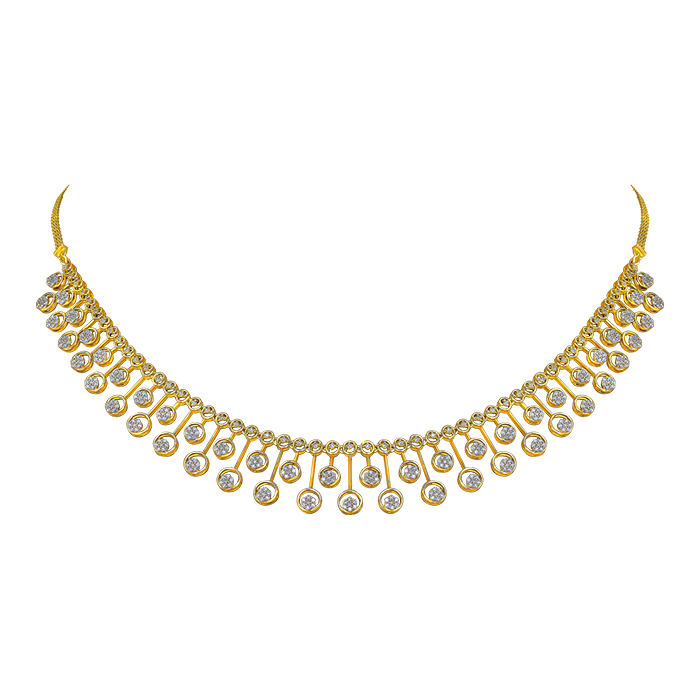 Diamond Necklace & Earring In 18k Gold