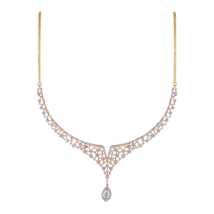 Diamond Necklace & Earring In 18k Gold