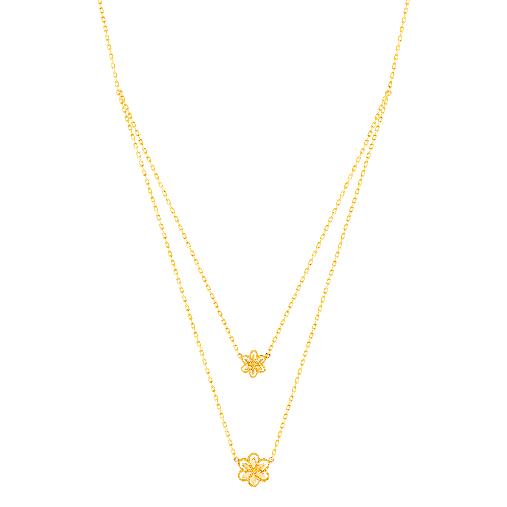 Anmol Floret Double Chain 21k Yellow Gold