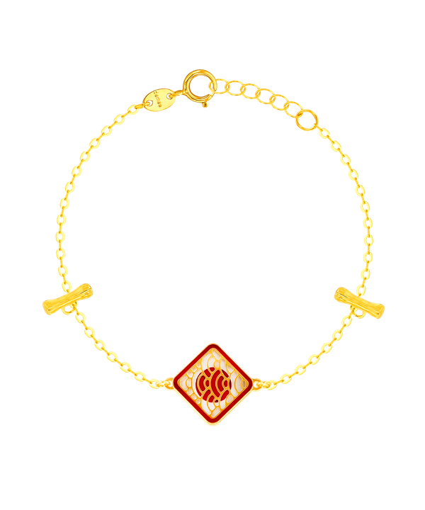 Tokyo Rhombus Two Faced Double T Bar 18k Yellow Gold