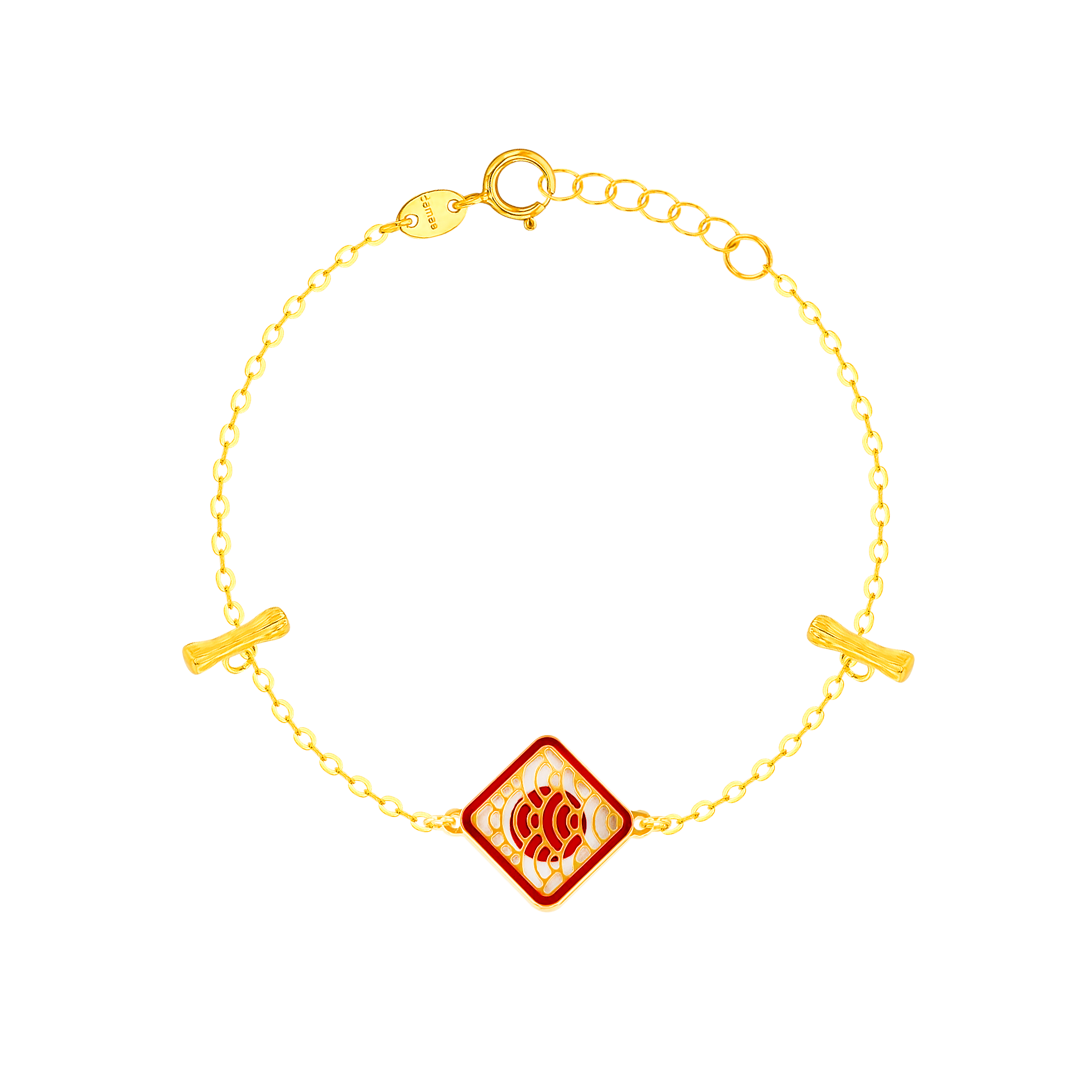 Tokyo Rhombus Two Faced Double T Bar 18K Yellow Gold