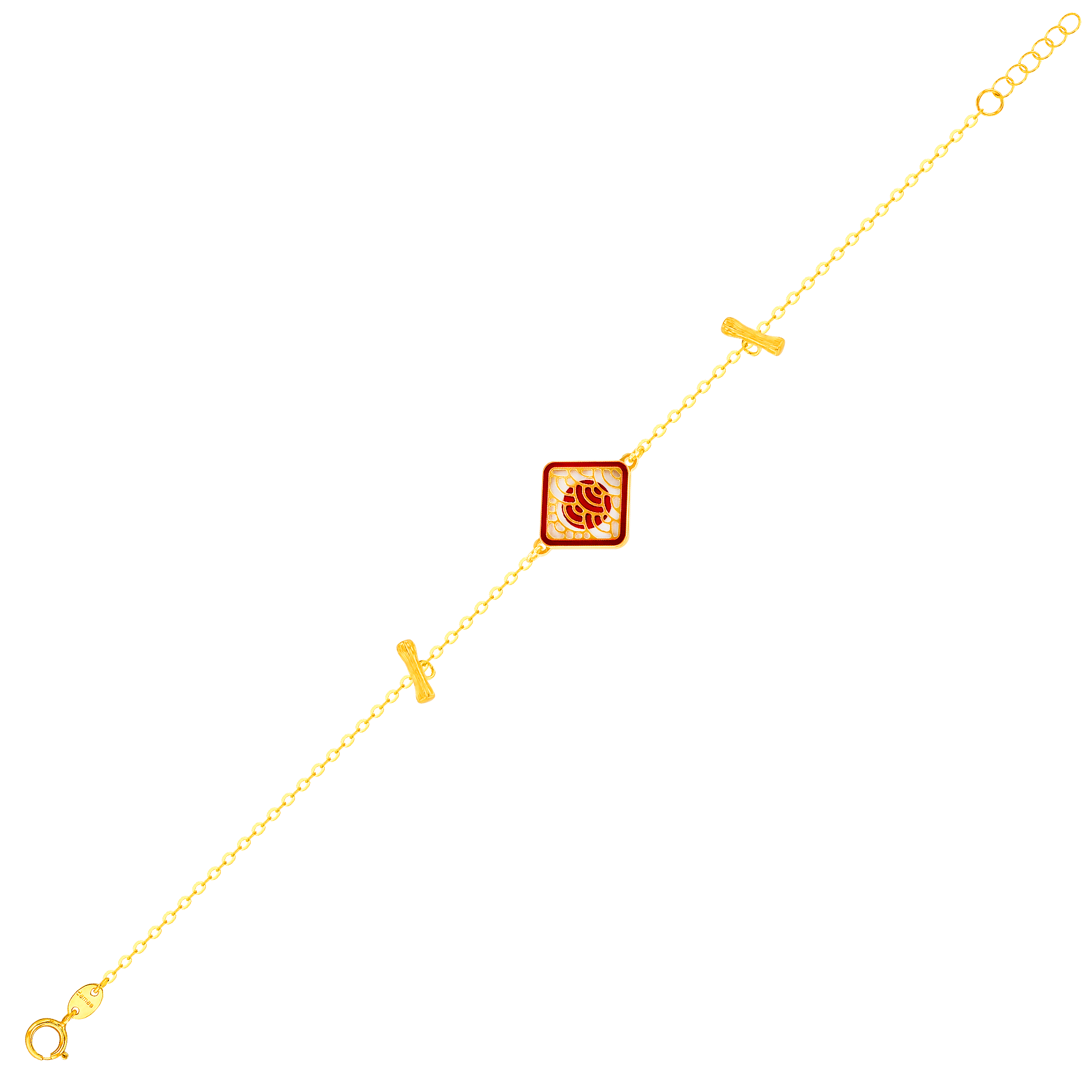 Tokyo Rhombus Two Faced Double T Bar 18K Yellow Gold