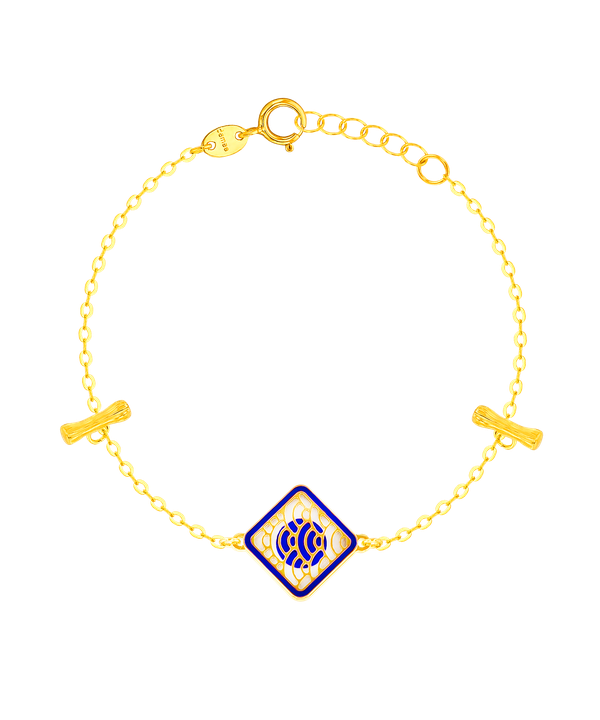 Tokyo Rhombus Two Faced Double T Bar 18k Yellow Gold