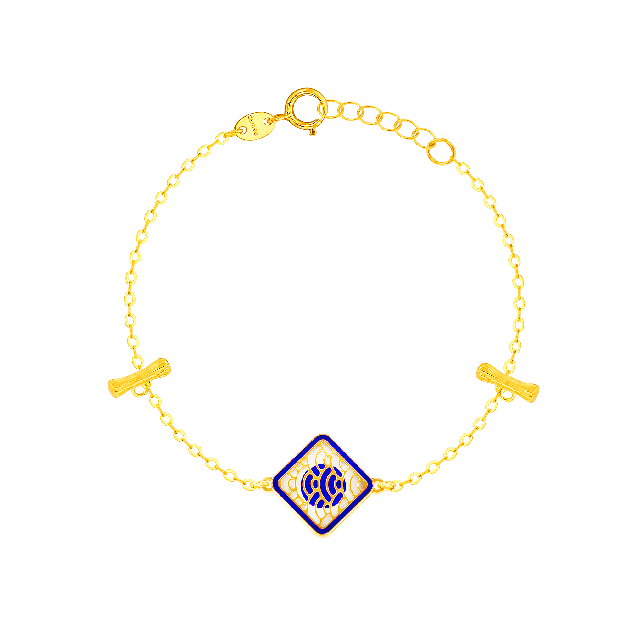 Tokyo Rhombus Two Faced Double T Bar 18K Yellow Gold