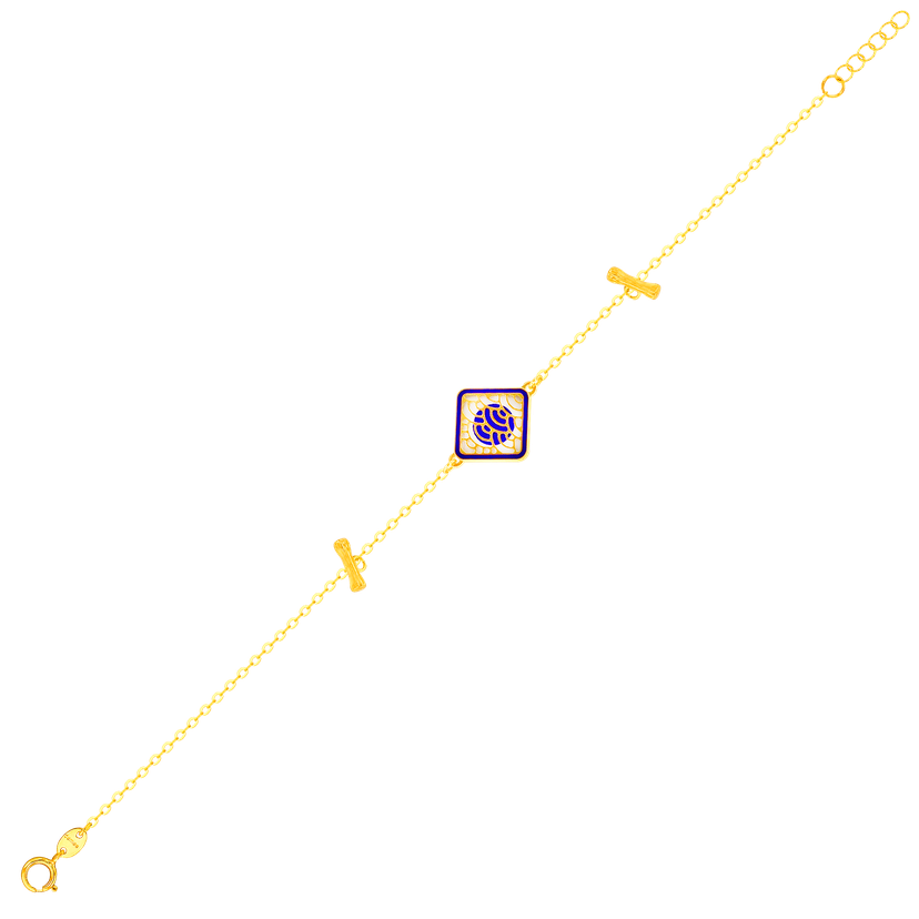 Tokyo Rhombus Two Faced Double T Bar 18K Yellow Gold