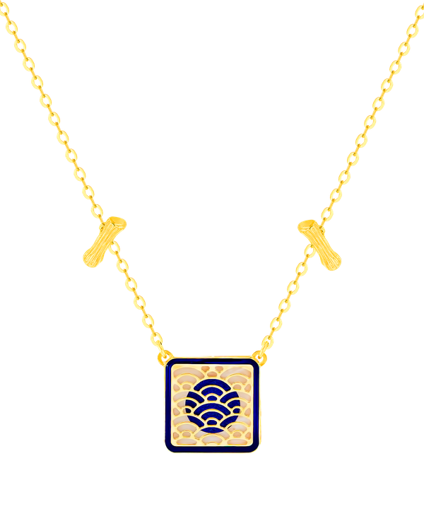 Tokyo Double T Bar Two Faced 18k Yellow Gold Necklace