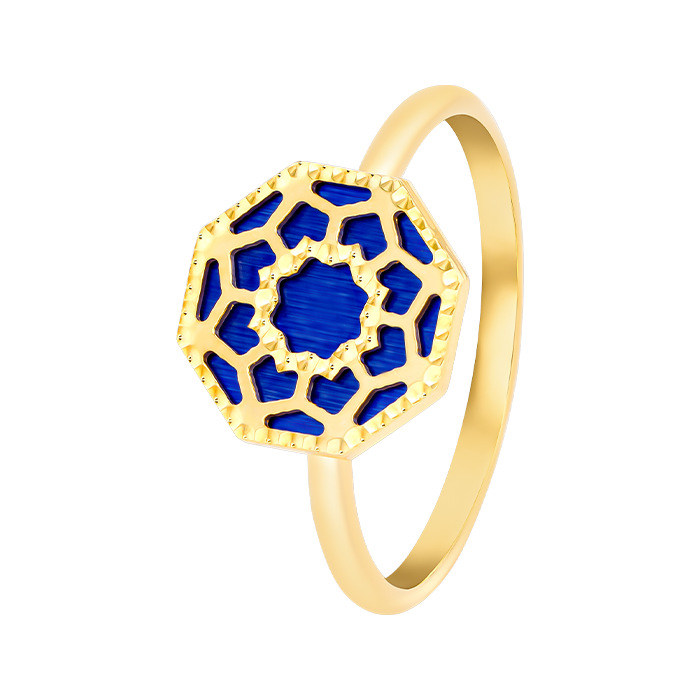 Marrakesh 18k Yellow Gold Ring With Green Mother Of Pearl