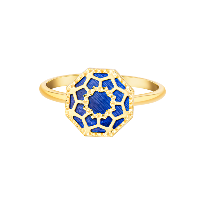 Marrakesh 18k Yellow Gold Ring With Green Mother Of Pearl