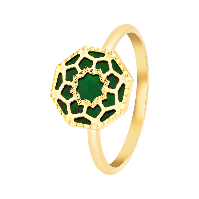 Marrakesh 18k Yellow Gold Ring With Green Mother Of Pearl
