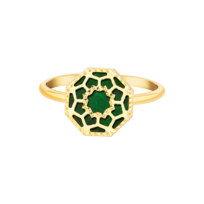 Marrakesh 18k Yellow Gold Ring With Green Mother Of Pearl