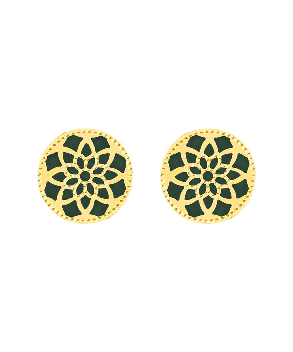 Madinah 18k Yellow Gold Emerald Green Mother Of Pearl Earrings