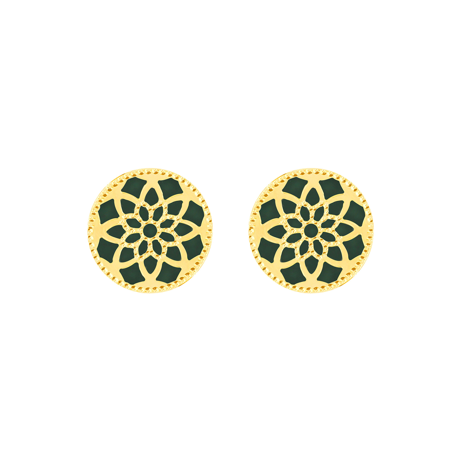 Madinah 18K Yellow Gold Emerald Green Mother Of Pearl Earrings