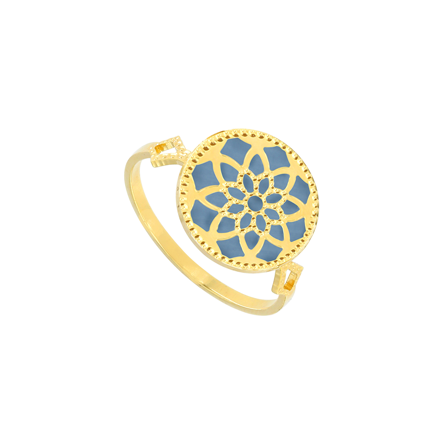 Madinah 18K Yellow Gold Sky Blue Mother Of Pearl Ring