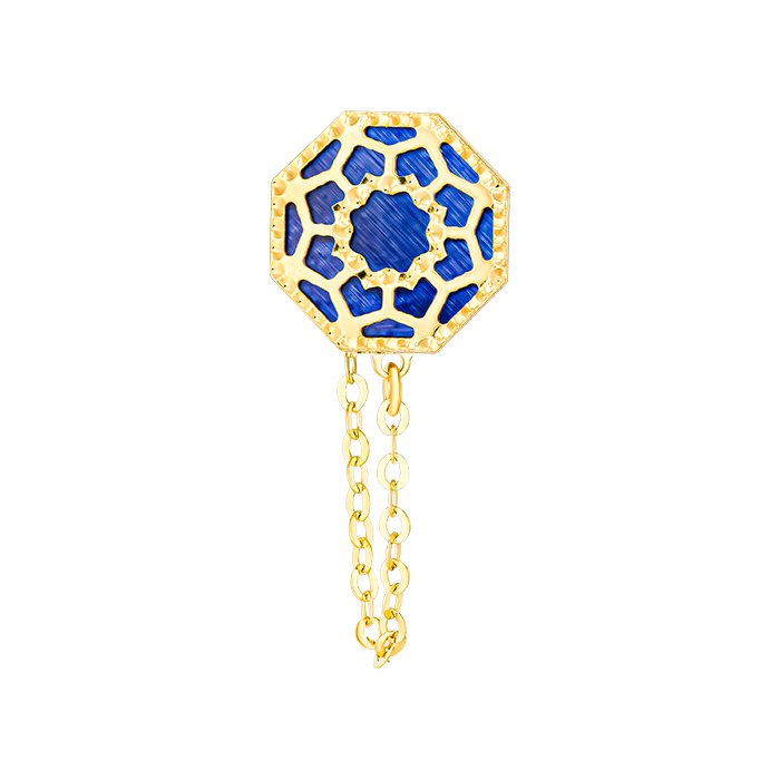 Marrakesh 18k Yellow Gold Earrings With Blue Mother Of Pearl