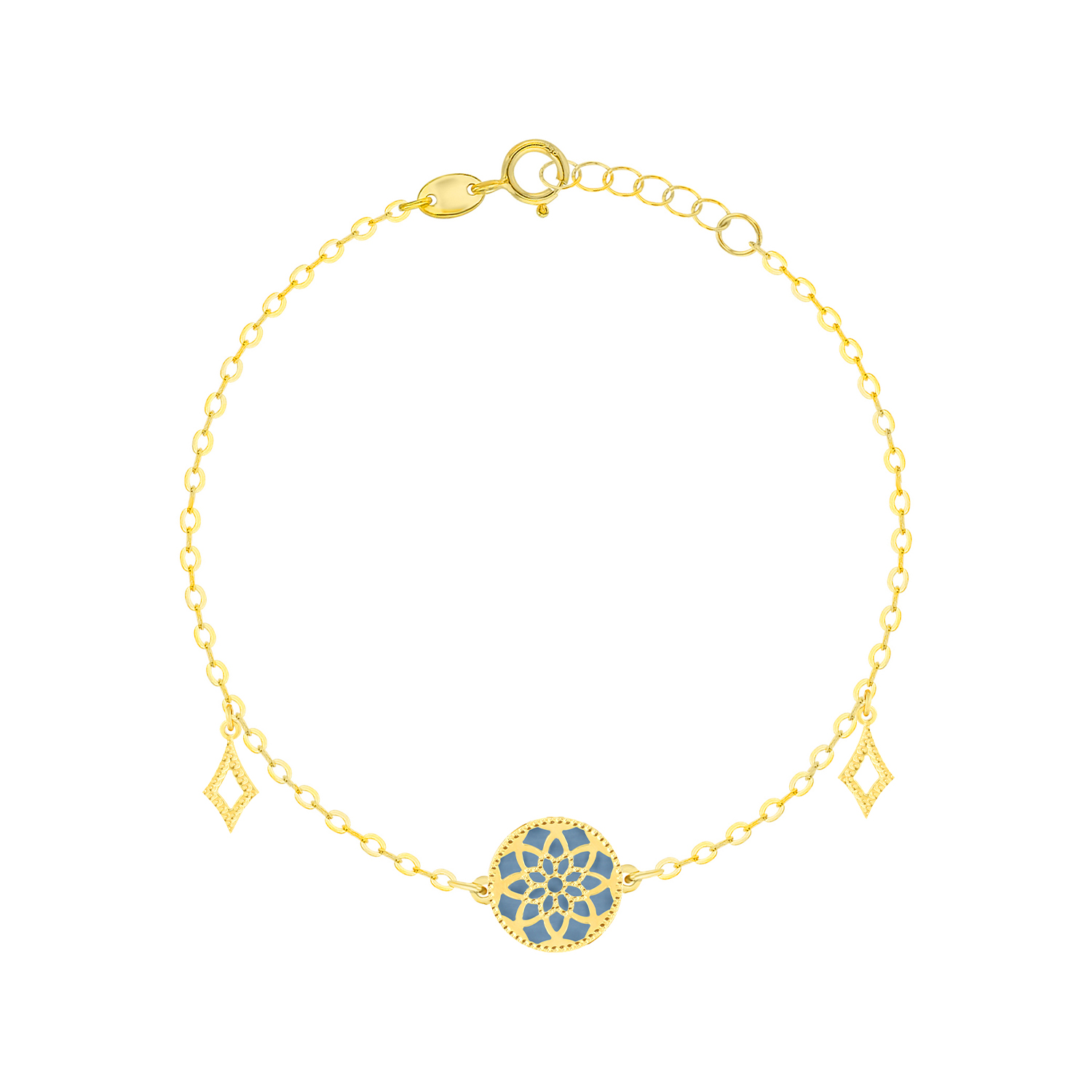 Madinah 18K Yellow Gold Sky Blue And White Mother Of Pearl Bracelet