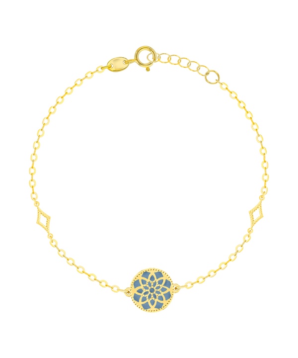 Madinah 18k Yellow Gold Sky Blue And White Mother Of Pearl Bracelet