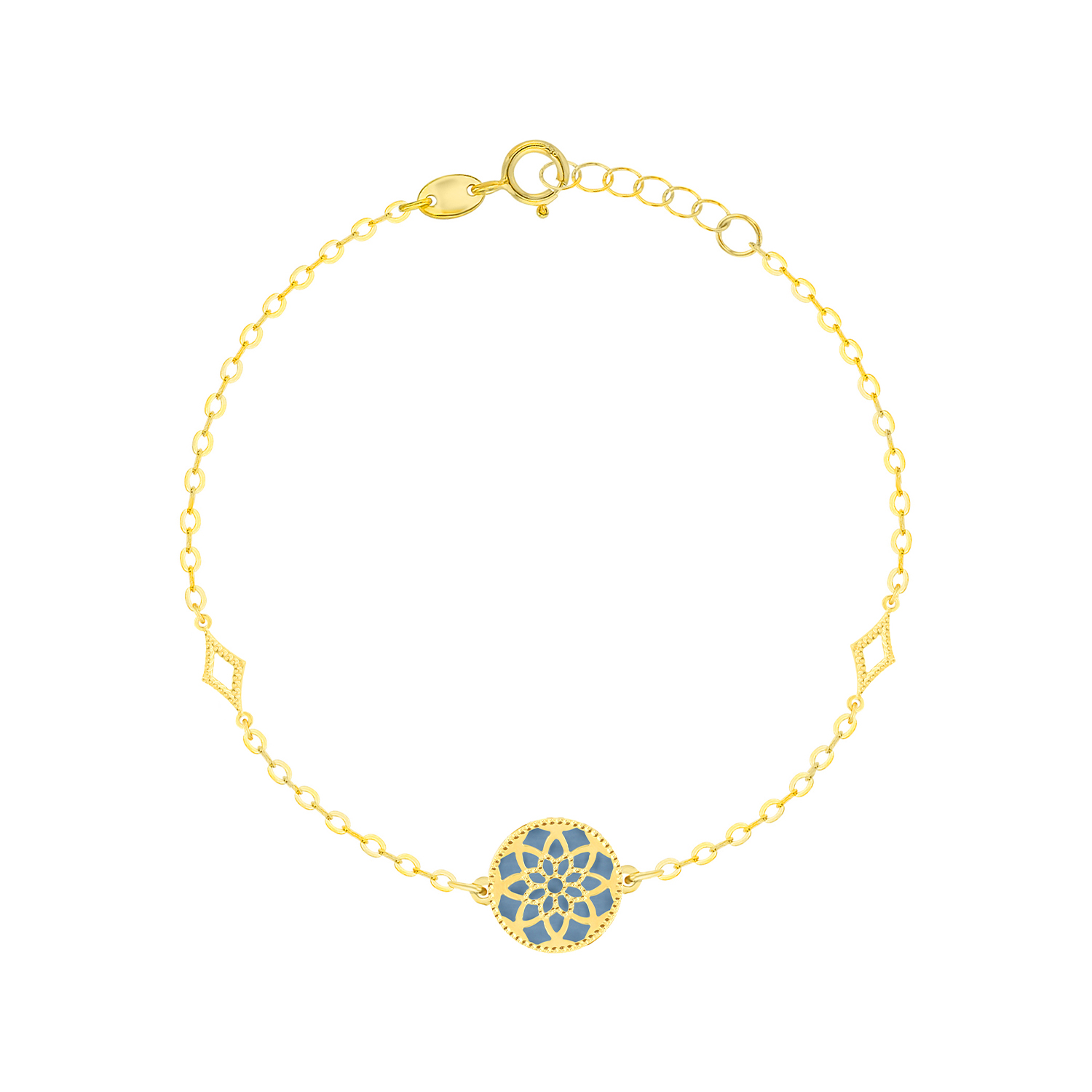 Madinah 18K Yellow Gold Sky Blue And White Mother Of Pearl Bracelet