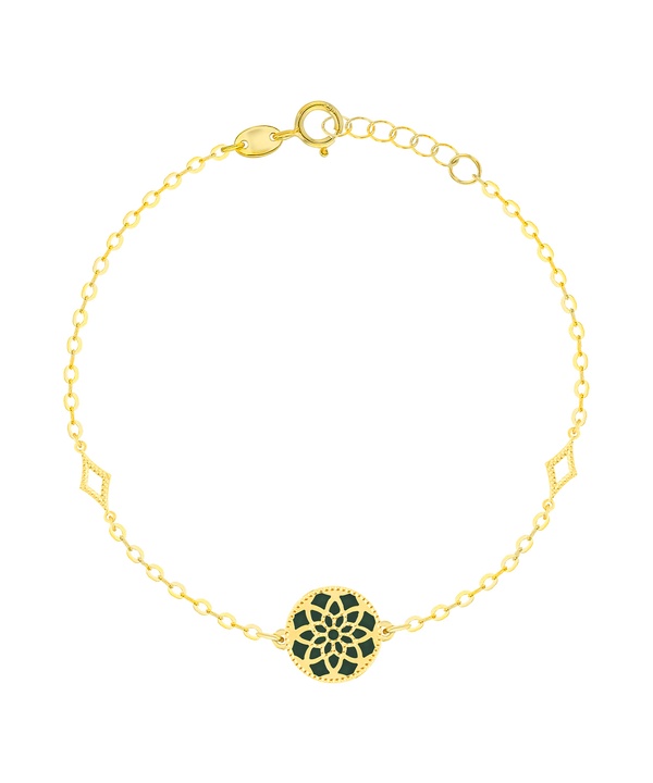 Madinah 18k Yellow Gold Emerald Green And White Mother Of Pearl Bracelet