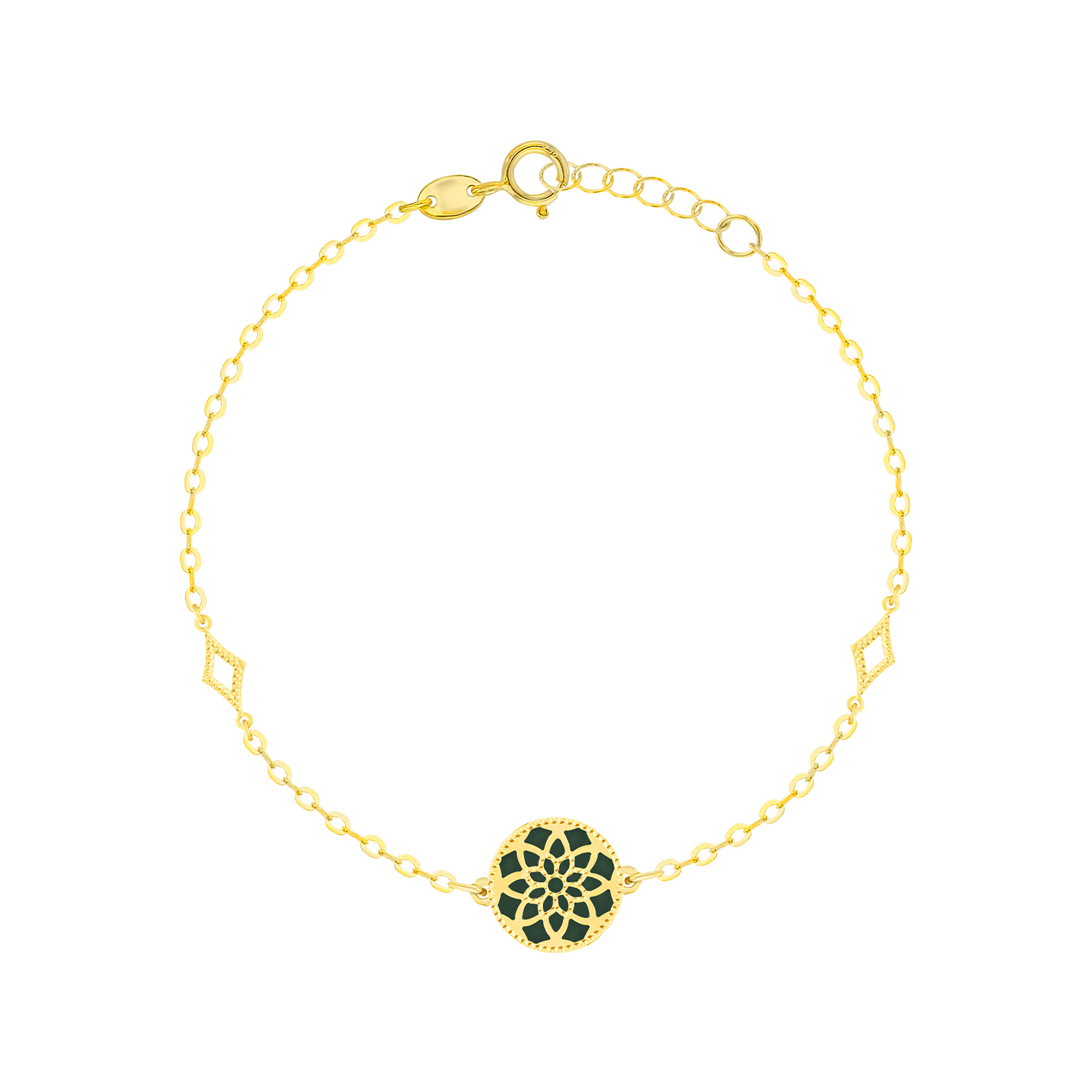 Madinah 18K Yellow Gold Emerald Green And White Mother Of Pearl Bracelet