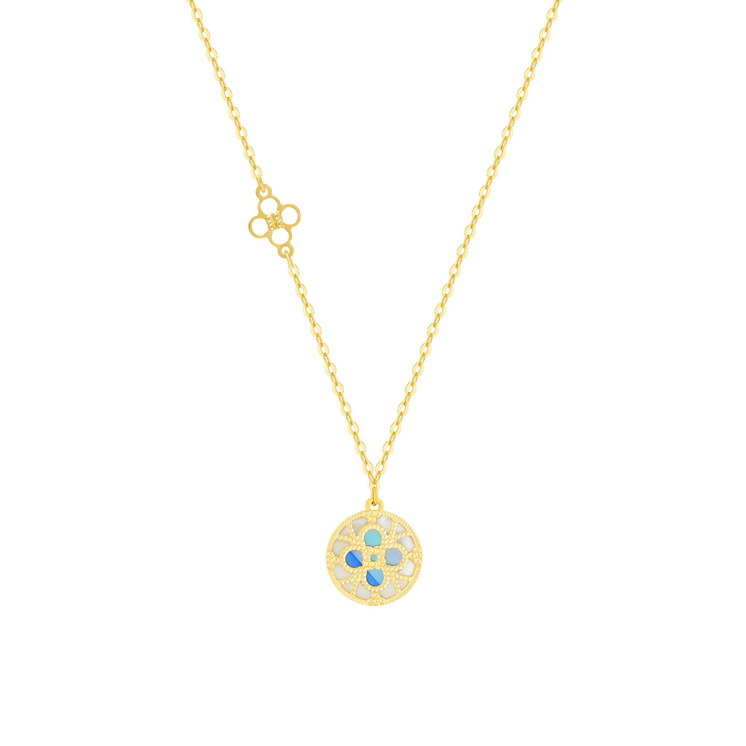 Istanbul Mother Of Pearl Reversible Necklace in 18K Yellow Gold