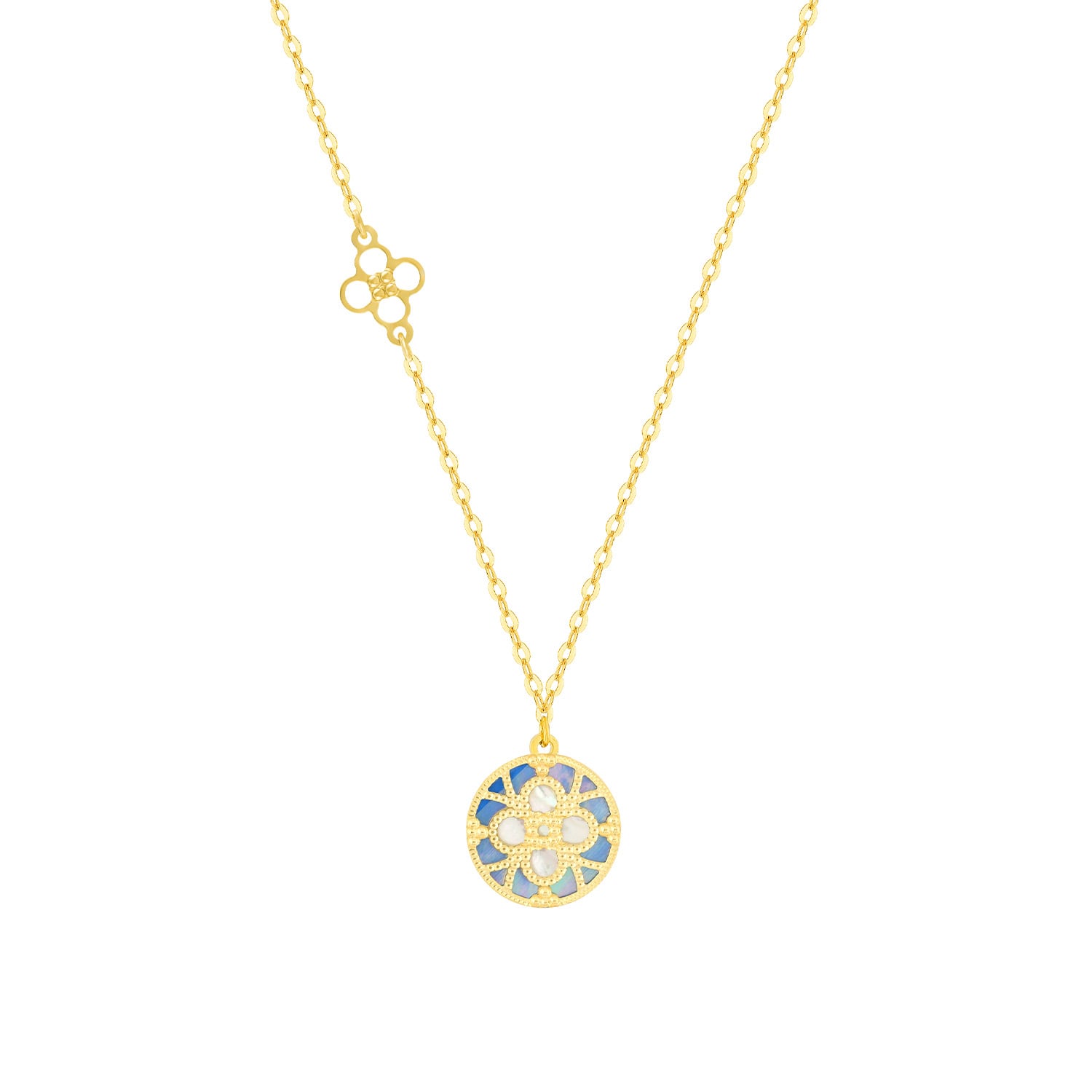 Istanbul Mother Of Pearl Reversible Necklace in 18K Yellow Gold