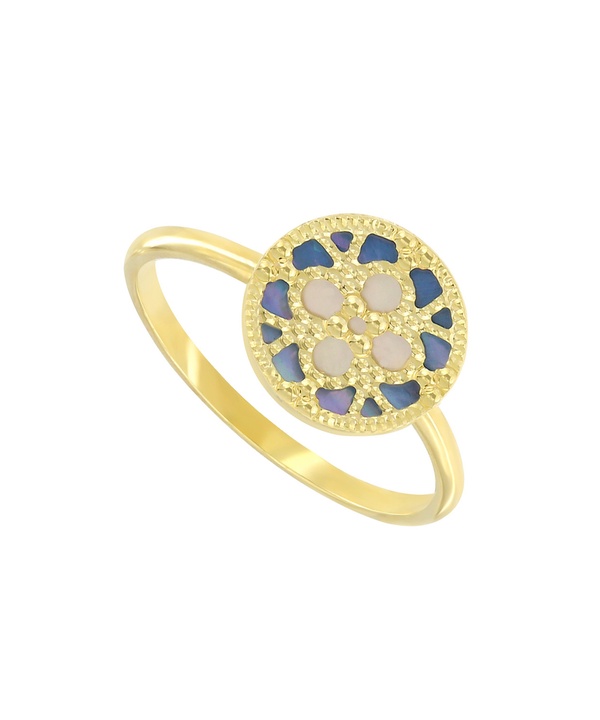 Istanbul Mother Of Pearl Ring in 18K Yellow Gold