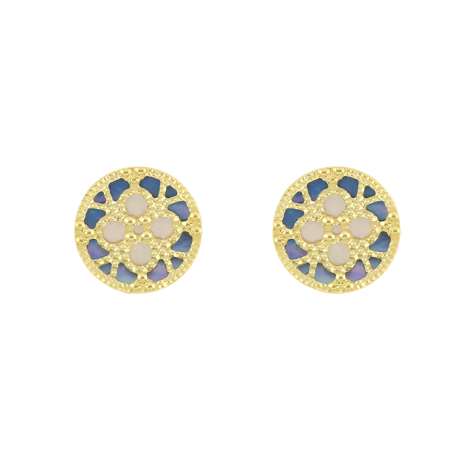Istanbul 18k Yellow Gold Earrings With Mother Of Pearl