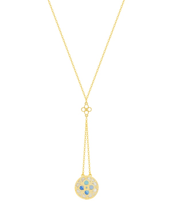 Istanbul Mother Of Pearl Reversible Necklace in 18K Yellow Gold