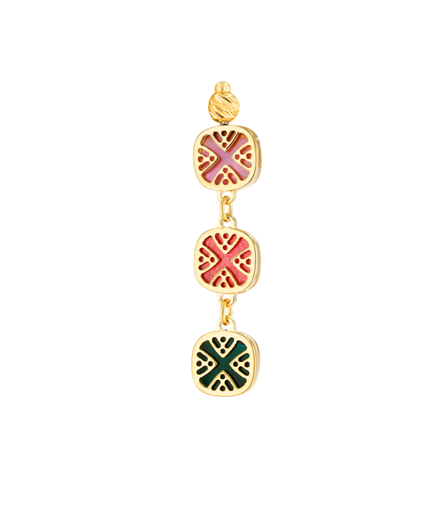 Granada Coloured Mother Of Pearl Double Sided Drop Earrings In 18k Yellow Gold
