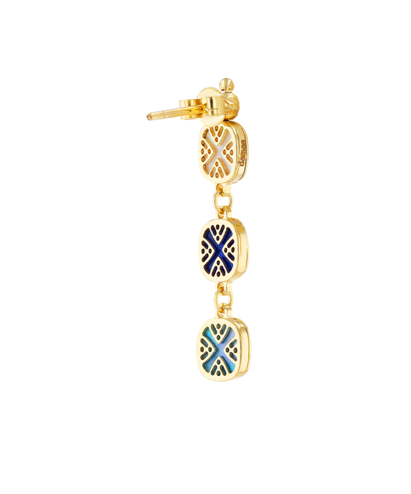 Granada Coloured Mother Of Pearl Double Sided Drop Earrings In 18k Yellow Gold